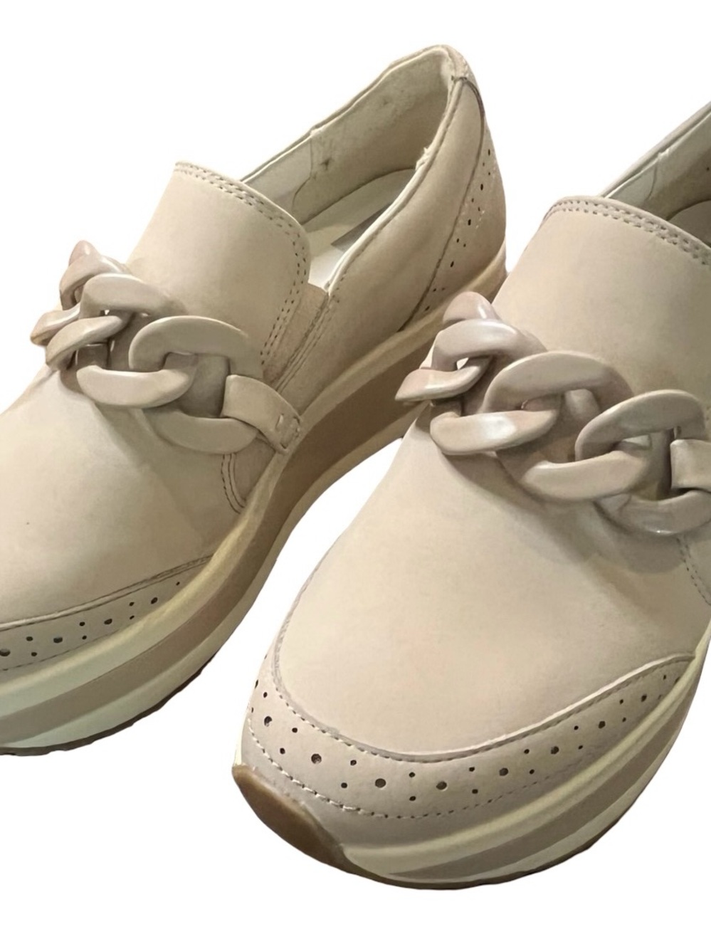 Dolce Vita Chain Platform Loafers Beige Size 8 Like New - Picture 4 of 9